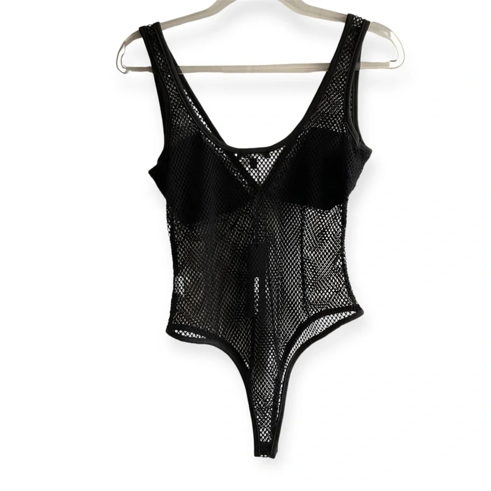 Fashion Nova Don’t Get Caught Up Black Fishnet Bodysuit - Picture 4 of 15